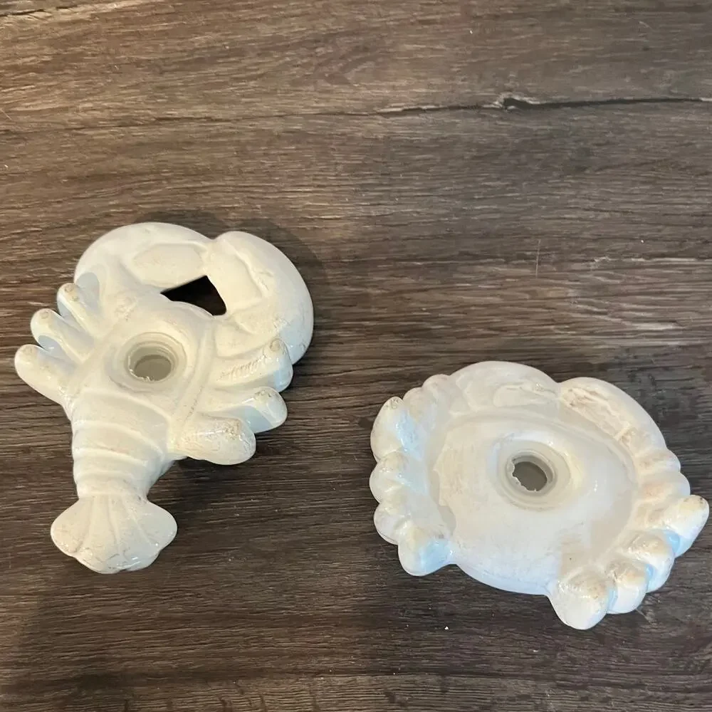 Sur La Table White Ceramic Lobster & Crab Salt and Pepper Shakers Set Coastal